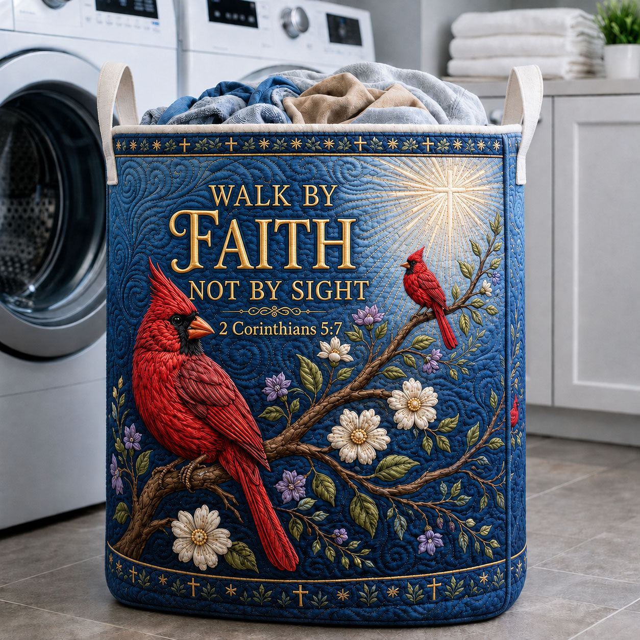 Walk By Faith Quilted Laundry Basket GFTOHNL2758