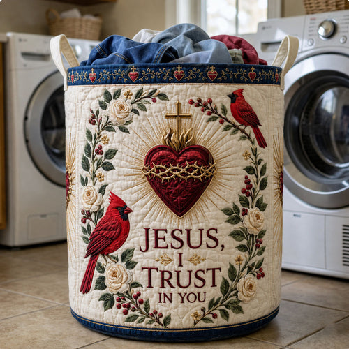 Jesus I Trust In You Quilted Laundry Basket GFTOHNL2759