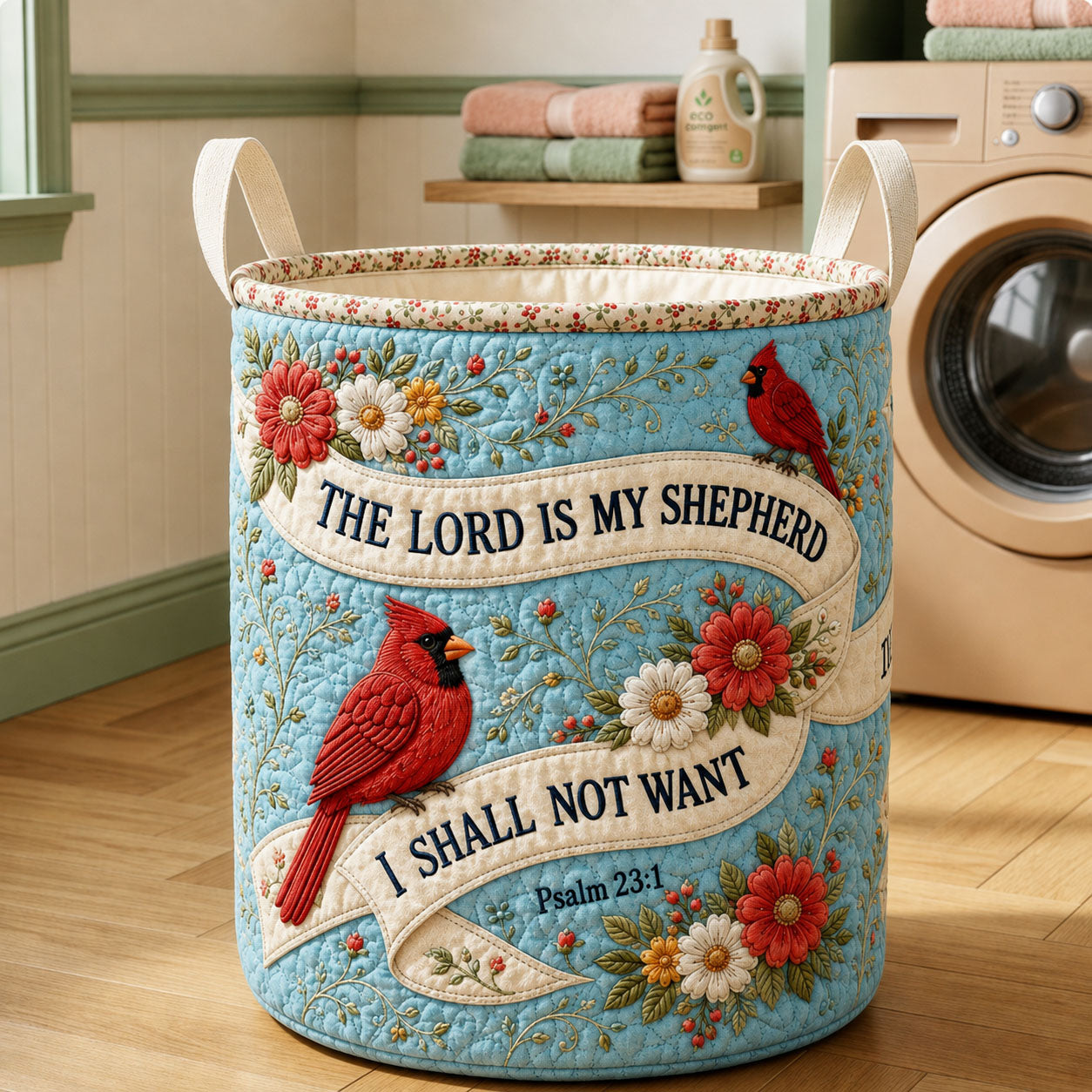 The Lord Is My Shepherd Quilted Laundry Basket GFTOHNL2760