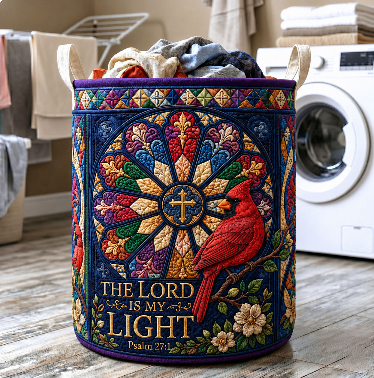 The Lord Is My Light Quilted Laundry Basket GFTOHNL2761