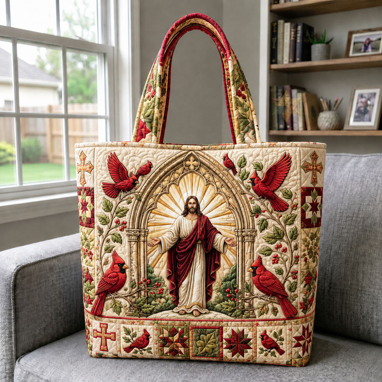 Jesus Cardinal Garden Quilted Tote Bag GFTOHNL2792
