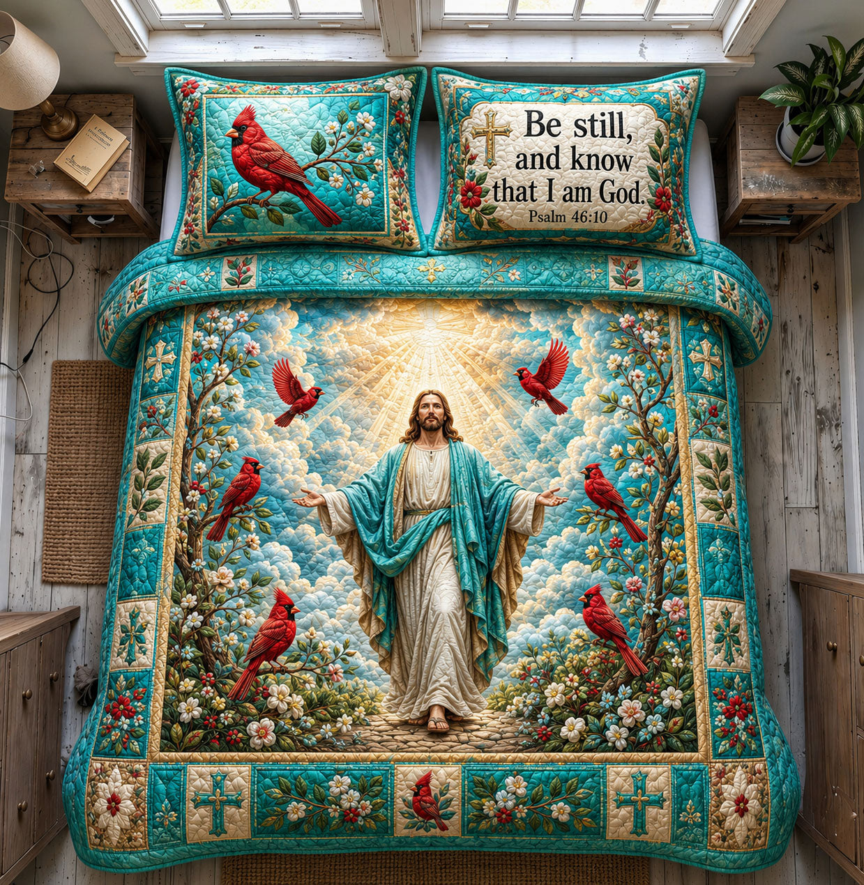 Be Still With God 3-Piece Quilted Bedding Set GFTOHNL2801