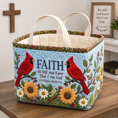 Faith And Cardinals Quilted Storage Basket GFTOHNL2808