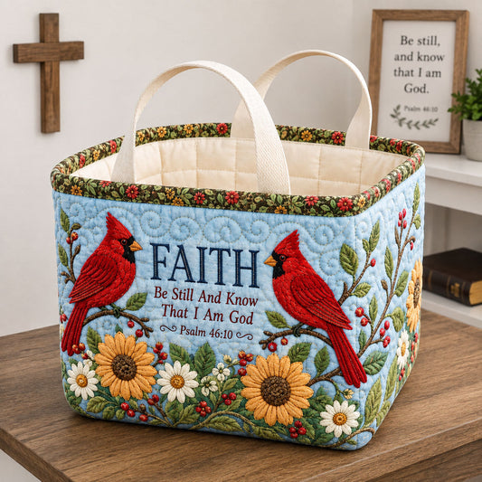 Faith And Cardinals Quilted Storage Basket GFTOHNL2808