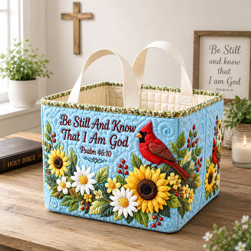 Be Still Sunflower Faith Quilted Storage Basket GFTOHNL2810
