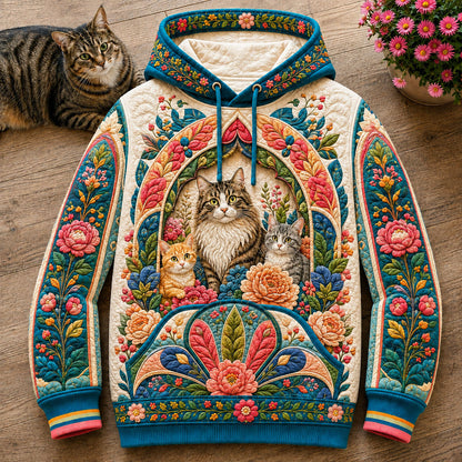 Floral Cat Family Hoodie GFTOHNL2822
