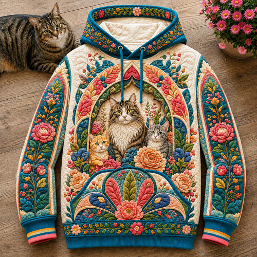 Floral Cat Family Hoodie GFTOHNL2822