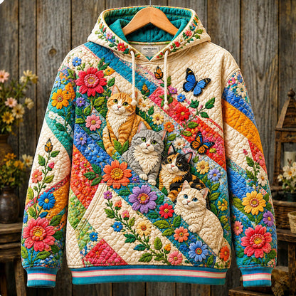 Patchwork Garden Cats Hoodie GFTOHNL2824