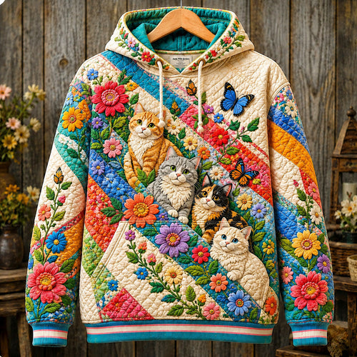 Patchwork Garden Cats Hoodie GFTOHNL2824