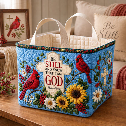 Be Still And Know Quilted Storage Basket GFTOHNL2848