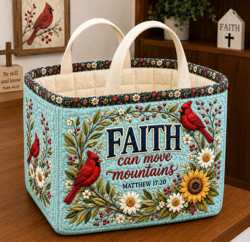 Faith Can Move Mountains Quilted Storage Basket GFTOHNL2851