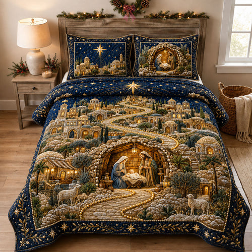 Holy Night Nativity 3-Piece Quilted Bedding Set GFTOHNL2856
