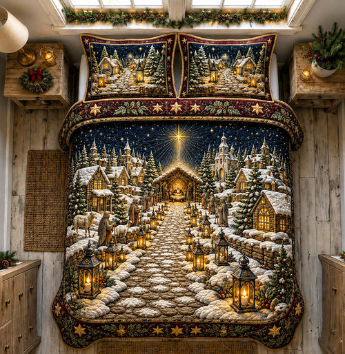 Path To The Manger 3-Piece Quilted Bedding Set GFTOHNL2860