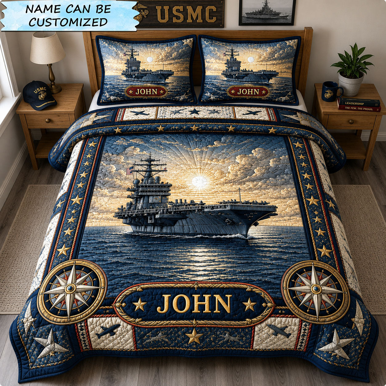 Carrier At Sunrise 3-Piece Quilted Bedding Set QTCUZ GFTOHNL2867