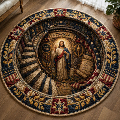 Christian Patriotic Sacred Tunnel Quilted Round Mat GFTOHNL293