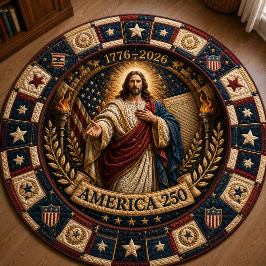 Patriot Savior Christian Quilted Round Mat GFTOHNL295