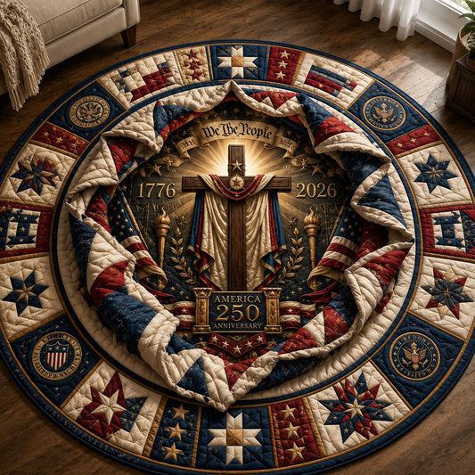 Christian Patriotic Faith Quilted Round Mat GFTOHNL297
