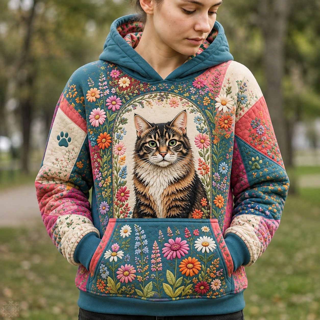 Floral Cat Garden Hoodie GFTOHNL3093
