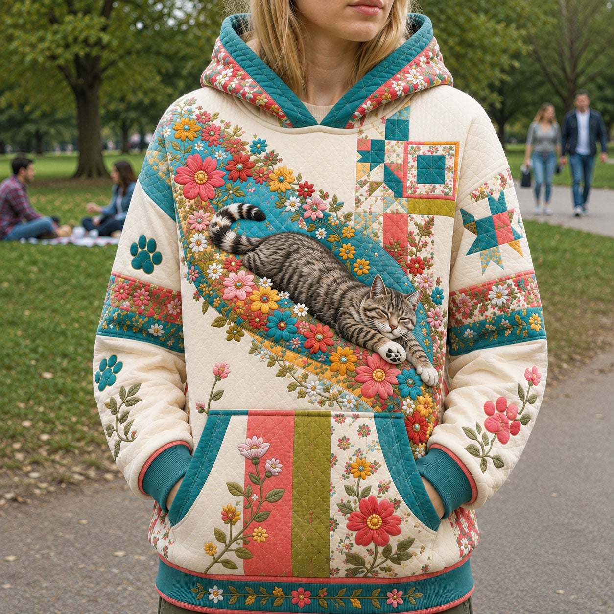 Cozy Cat Flower Bed Hoodie GFTOHNL3097