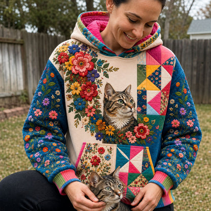 Floral Cat Portrait Hoodie GFTOHNL3099