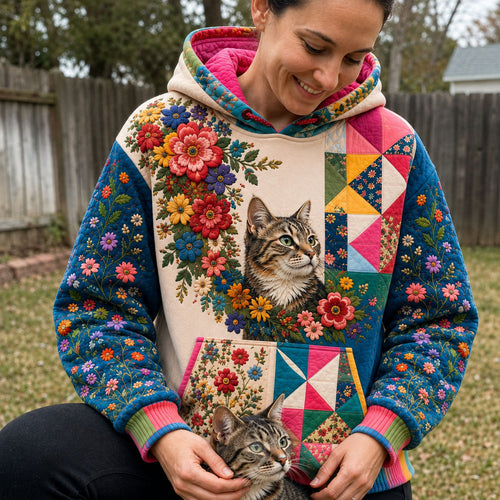 Floral Cat Portrait Hoodie GFTOHNL3099