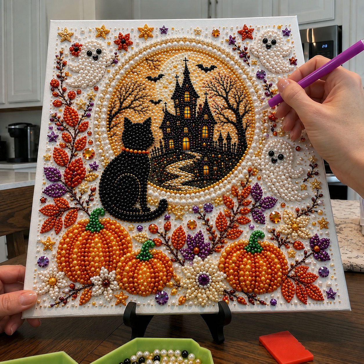 Haunted Cat Castle DIY Diamond Pearl Art Kit GFTOHNL3100