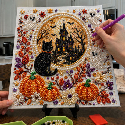 Haunted Cat Castle DIY Diamond Pearl Art Kit GFTOHNL3100