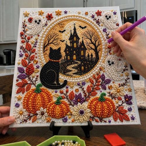 Haunted Cat Castle DIY Diamond Pearl Art Kit GFTOHNL3100