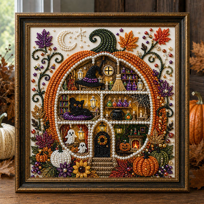 Witch House Pumpkin DIY Diamond Pearl Art Kit GFTOHNL3101
