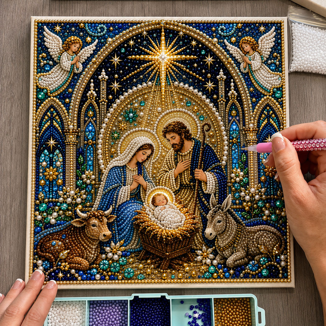 Holy Nativity Angels DIY Diamond Pearl Art Kit GFTOHNL3105