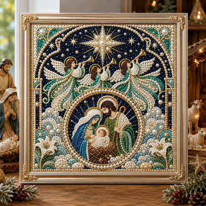 Angels Over Nativity DIY Diamond Pearl Art Kit GFTOHNL3108