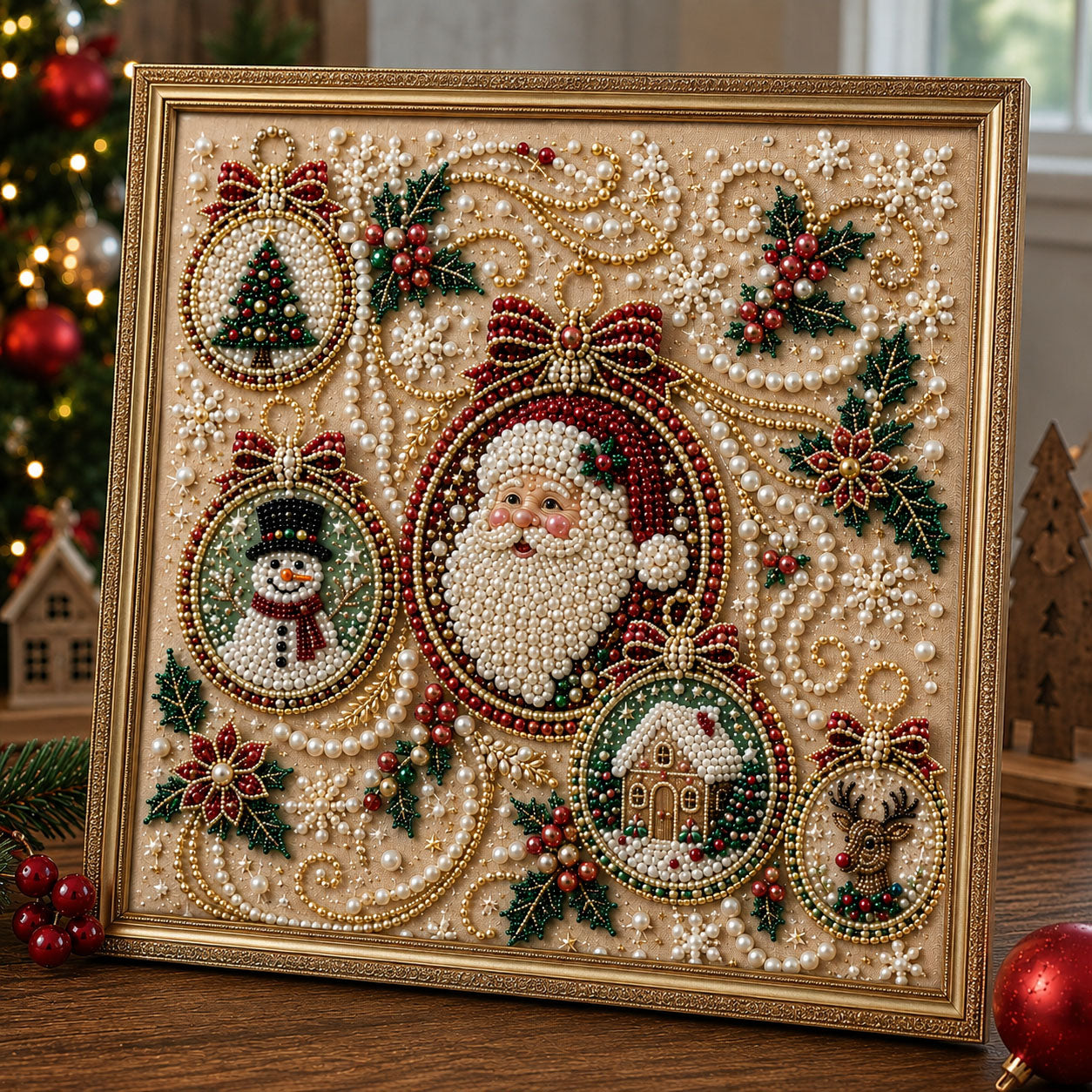 Santa Christmas Ornaments DIY Diamond Pearl Art Kit GFTOHNL3111