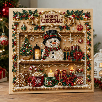 Snowman Christmas Shelf DIY Diamond Pearl Art Kit GFTOHNL3114