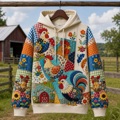 Chicken Patchwork Farm Hoodie GFTOHNL3141