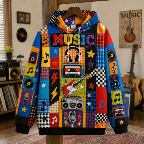 Music Patchwork Vibes Hoodie GFTOHNL3251