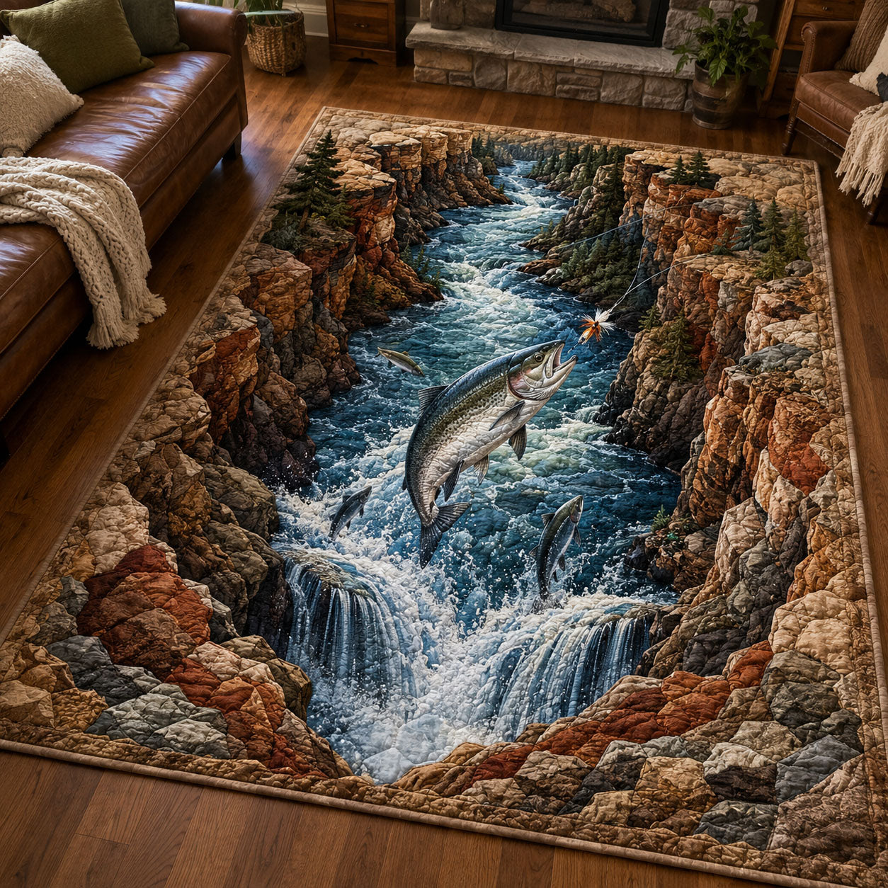 Canyon Rapids Salmon Area Rug GFTOHNL338
