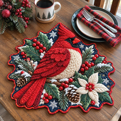 Christmas Cardinal Custom Shape Quilted Placemat GFTOHNL3415