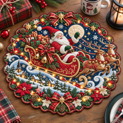 Santa Sleigh Custom Shape Quilted Placemat GFTOHNL3417
