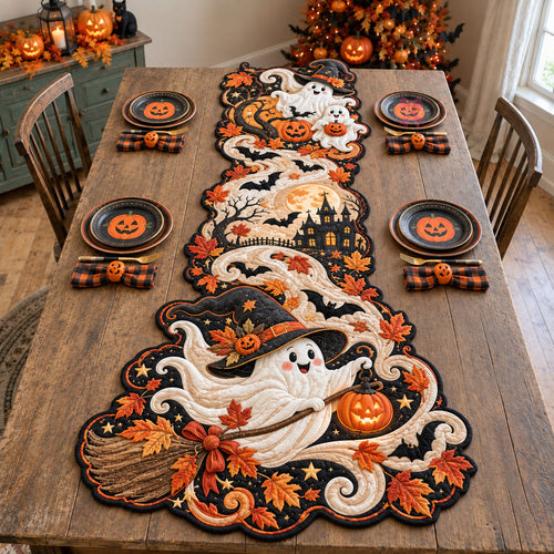 Halloween Ghost Night Custom Shape Quilted Table Runner GFTOHNL3422