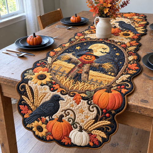 Autumn Scarecrow Custom Shape Quilted Table Runner GFTOHNL3423