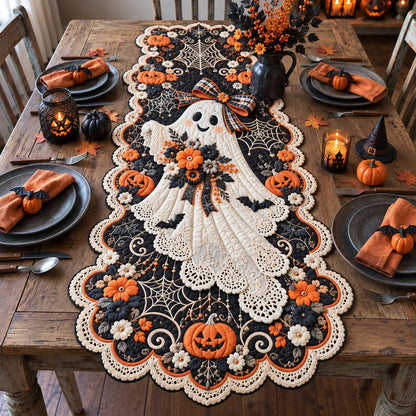 Vintage Halloween Ghost Custom Shape Quilted Table Runner GFTOHNL3425