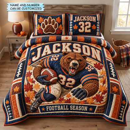 Bear Football Season 3-Piece Quilted Bedding Set QTCUZ GFTOHNL3429