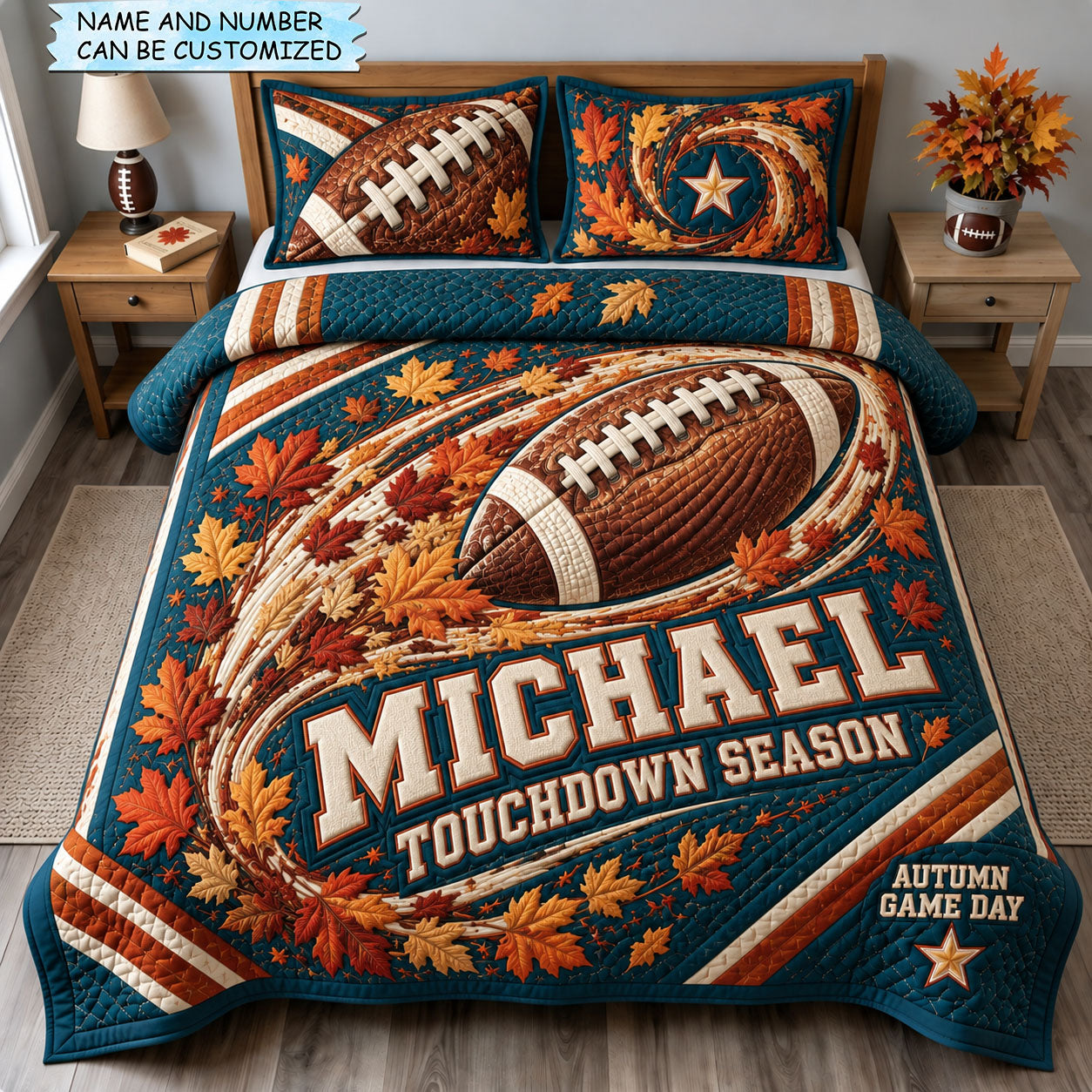 Touchdown Season 3-Piece Quilted Bedding Set QTCUZ GFTOHNL3433