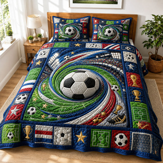 Champions Spiral Soccer 3-Piece Quilted Bedding Set GFTOHNL345
