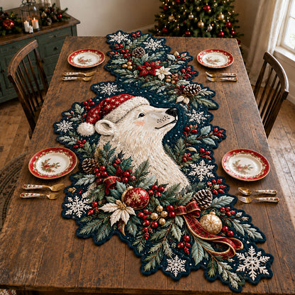 Polar Bear Christmas Custom Shape Quilted Table Runner GFTOHNL3465