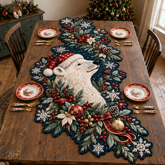 Polar Bear Christmas Custom Shape Quilted Table Runner GFTOHNL3465