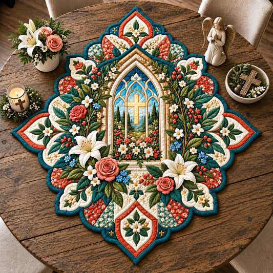 Garden Of Faith Custom Shape Quilted Table Topper GFTOHNL3473