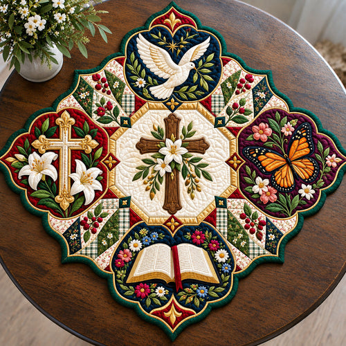 Faith Hope Grace Custom Shape Quilted Table Topper GFTOHNL3474