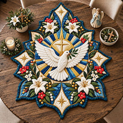 Dove Of Peace Custom Shape Quilted Table Topper GFTOHNL3477