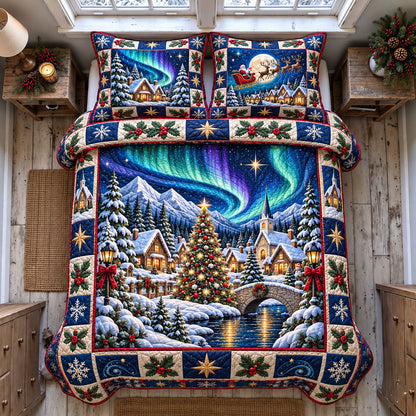 Northern Lights Christmas 3-Piece Quilted Bedding Set GFTOHNL3479